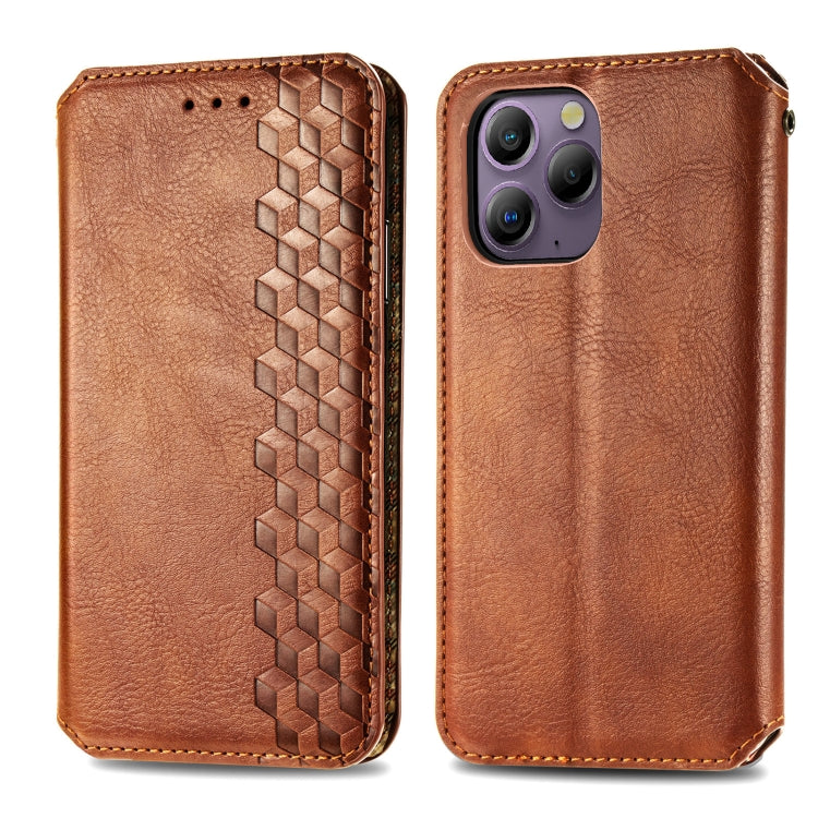 For Blackview A96 Cubic Grid Pressed Magnetic Leather Phone Case(Brown) - More Brand by PMC TechLife | Online Shopping South Africa | PMC TechLife
