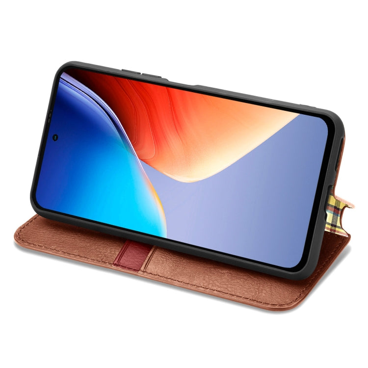 For Blackview A96 Cubic Grid Pressed Magnetic Leather Phone Case(Brown) - More Brand by PMC TechLife | Online Shopping South Africa | PMC TechLife