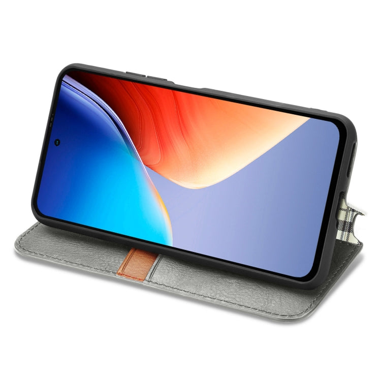 For Blackview A96 Cubic Grid Pressed Magnetic Leather Phone Case(Grey) - More Brand by PMC TechLife | Online Shopping South Africa | PMC TechLife