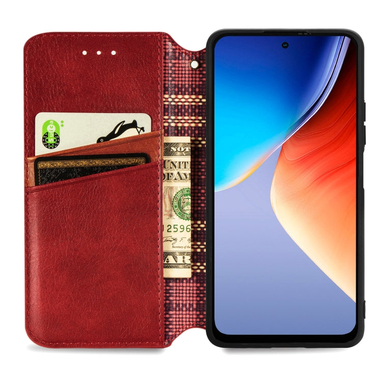 For Blackview A96 Cubic Grid Pressed Magnetic Leather Phone Case(Red) - More Brand by PMC Jewellery | Online Shopping South Africa | PMC Jewellery