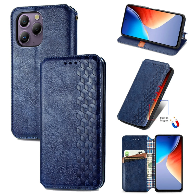 For Blackview A96 Cubic Grid Pressed Magnetic Leather Phone Case(Blue) - More Brand by PMC TechLife | Online Shopping South Africa | PMC TechLife | Buy Now Pay Later Mobicred