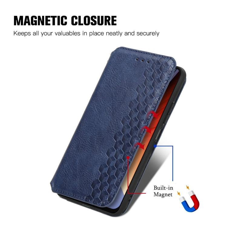 For Blackview A96 Cubic Grid Pressed Magnetic Leather Phone Case(Blue) - More Brand by PMC Jewellery | Online Shopping South Africa | PMC Jewellery