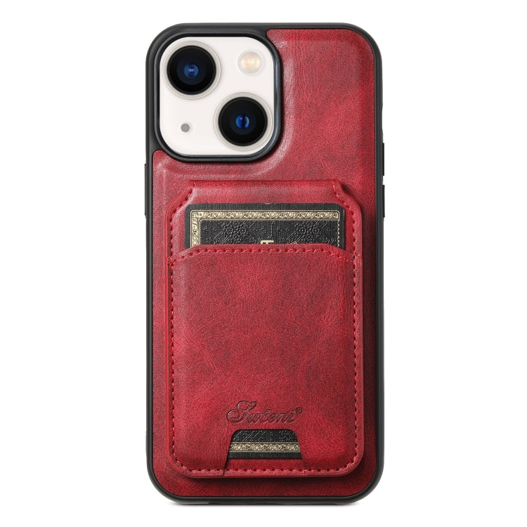 For iPhone 13 Suteni H15 MagSafe Oil Eax Leather Detachable Wallet Back Phone Case(Red) - iPhone 13 Cases by Suteni | Online Shopping South Africa | PMC Jewellery | Buy Now Pay Later Mobicred