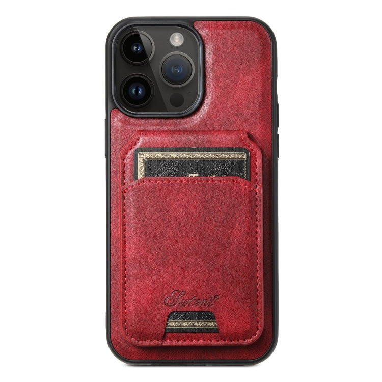 For iPhone 12 Pro Max Suteni H15 MagSafe Oil Eax Leather Detachable Wallet Back Phone Case(Red) - iPhone 12 Pro Max Cases by Suteni | Online Shopping South Africa | PMC Jewellery | Buy Now Pay Later Mobicred