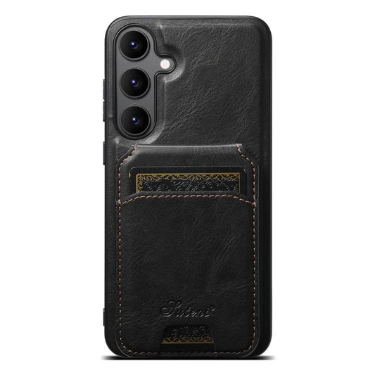 For Samsung Galaxy S25+ 5G Suteni H15  Oil Eax Leather Detachable Wallet Back Phone Case(Black) - Galaxy S25+ 5G Cases by Suteni | Online Shopping South Africa | PMC Jewellery | Buy Now Pay Later Mobicred