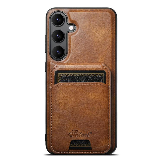 For Samsung Galaxy S25+ 5G Suteni H15  Oil Eax Leather Detachable Wallet Back Phone Case(Brown) - Galaxy S25+ 5G Cases by Suteni | Online Shopping South Africa | PMC Jewellery | Buy Now Pay Later Mobicred