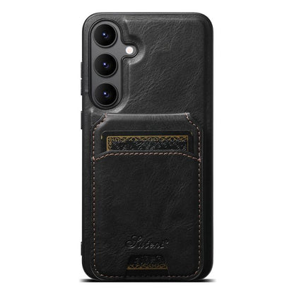 For Samsung Galaxy S25 5G Suteni H15  Oil Eax Leather Detachable Wallet Back Phone Case(Black) - Galaxy S25 5G Cases by Suteni | Online Shopping South Africa | PMC Jewellery | Buy Now Pay Later Mobicred