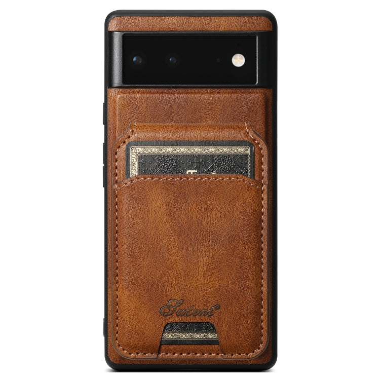 For Google Pixel 6a Suteni H15 Oil Eax Leather Detachable Wallet Back Phone Case(Brown) - Google Cases by Suteni | Online Shopping South Africa | PMC Jewellery | Buy Now Pay Later Mobicred