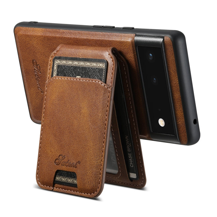 For Google Pixel 6 Suteni H15 Oil Eax Leather Detachable Wallet Back Phone Case(Brown) - Google Cases by Suteni | Online Shopping South Africa | PMC Jewellery | Buy Now Pay Later Mobicred