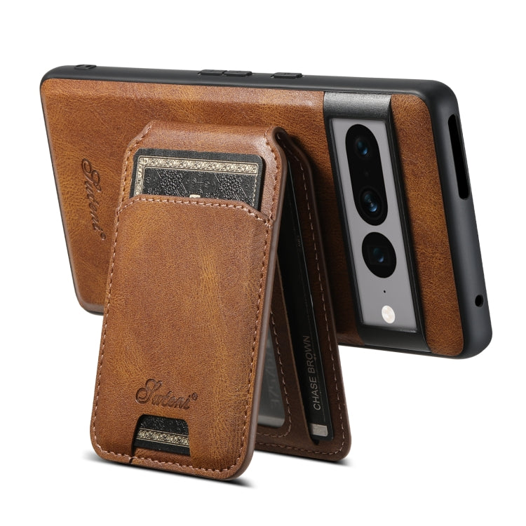 For Google Pixel 8a Suteni H15 Oil Eax Leather Detachable Wallet Back Phone Case(Khaki) - Google Cases by Suteni | Online Shopping South Africa | PMC Jewellery | Buy Now Pay Later Mobicred