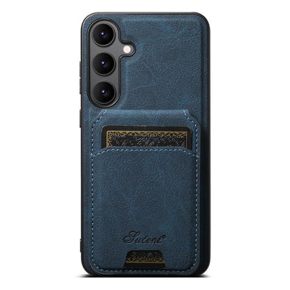 For Samsung Galaxy S25+ 5G Suteni H16 Litchi Texture Leather Detachable Wallet Back Phone Case(Blue) - Galaxy S25+ 5G Cases by Suteni | Online Shopping South Africa | PMC Jewellery | Buy Now Pay Later Mobicred