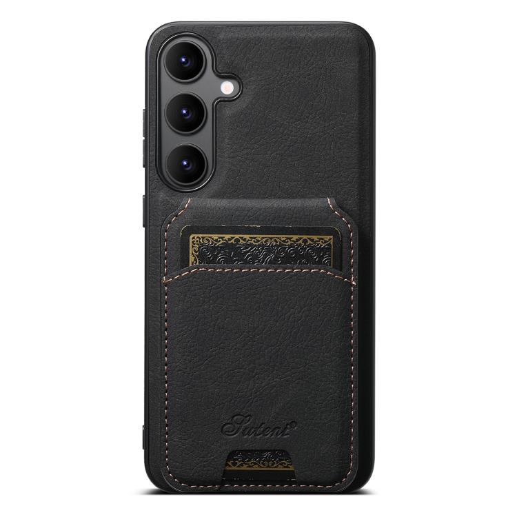 For Samsung Galaxy S25 5G Suteni H16 Litchi Texture Leather Detachable Wallet Back Phone Case(Black) - Galaxy S25 5G Cases by Suteni | Online Shopping South Africa | PMC Jewellery | Buy Now Pay Later Mobicred