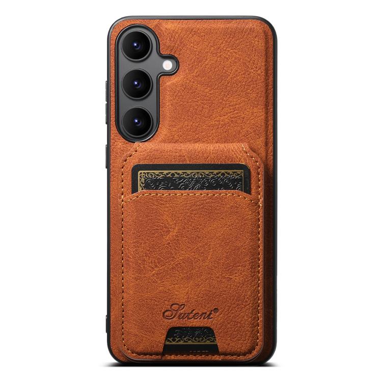 For Samsung Galaxy S25 5G Suteni H16 Litchi Texture Leather Detachable Wallet Back Phone Case(Khaki) - Galaxy S25 5G Cases by Suteni | Online Shopping South Africa | PMC Jewellery | Buy Now Pay Later Mobicred