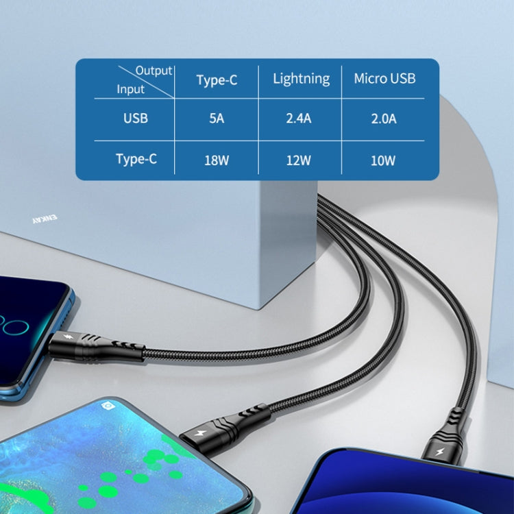 ENKAY 6-in-1 5A USB / Type-C to Type-C / 8 Pin / Micro USB Multifunction Fast Charging Cable, Cable Length:1m(Grey) - Multifunction Cable by ENKAY | Online Shopping South Africa | PMC Jewellery | Buy Now Pay Later Mobicred