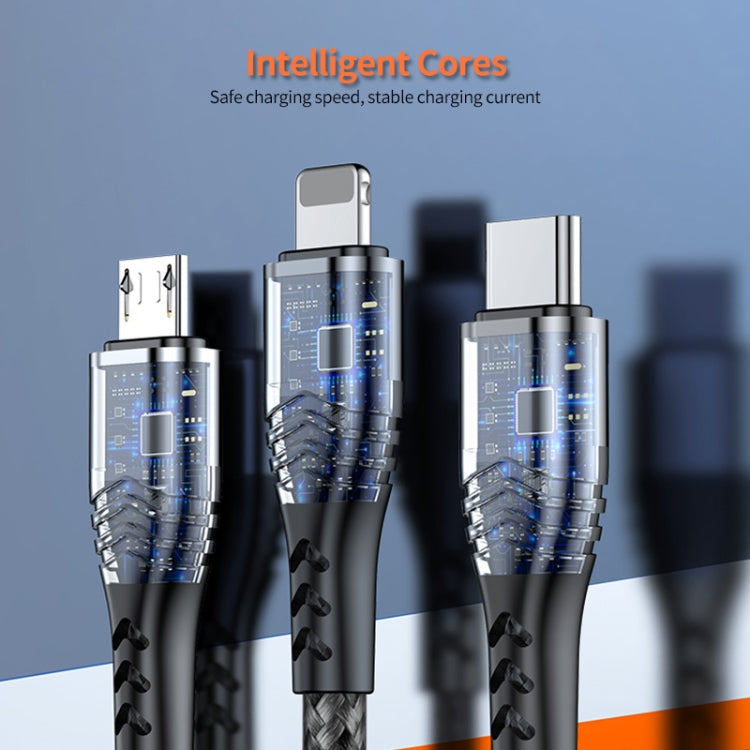 ENKAY 3-in-1 6A USB to Type-C / 8 Pin / Micro USB Multifunction Fast Charging Cable, Cable Length:1m(Black) - free shipping - PMC Jewellery - Order now!