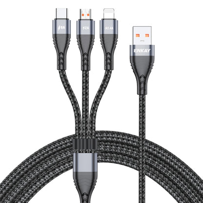 ENKAY 3-in-1 6A USB to Type-C / 8 Pin / Micro USB Multifunction Fast Charging Cable, Cable Length:2m(Grey) - Multifunction Cable by ENKAY | Online Shopping South Africa | PMC Jewellery | Buy Now Pay Later Mobicred