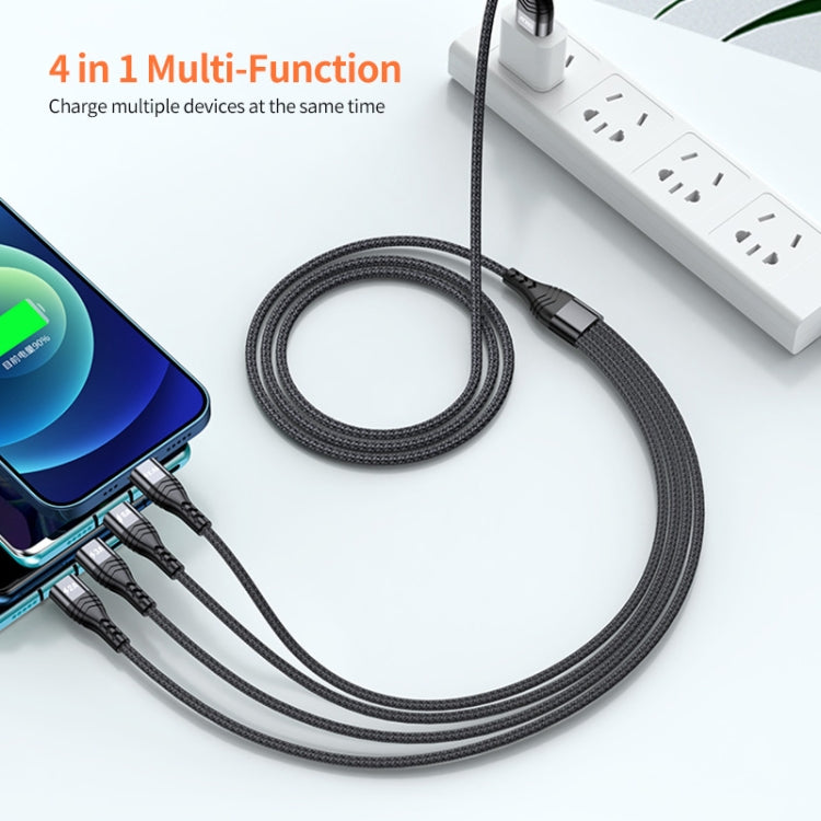 ENKAY 4-in-1 6A USB-A to Type-C / 8 Pin / Micro USB Multifunction Fast Charging Cable, Cable Length:1m(Black) - Multifunction Cable by ENKAY | Online Shopping South Africa | PMC Jewellery | Buy Now Pay Later Mobicred