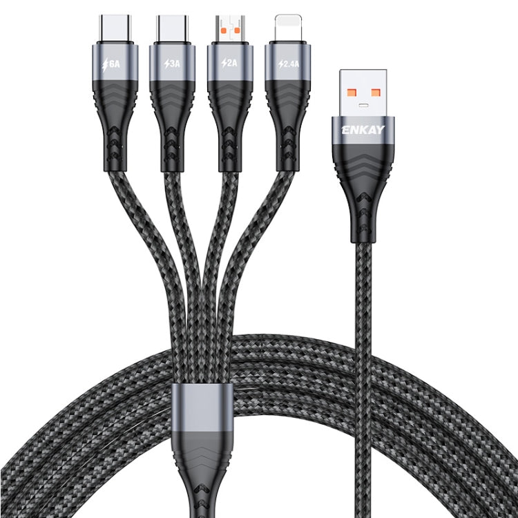 ENKAY 4-in-1 6A USB-A to Type-C / 8 Pin / Micro USB Multifunction Fast Charging Cable, Cable Length:2m(Grey) - Multifunction Cable by ENKAY | Online Shopping South Africa | PMC Jewellery | Buy Now Pay Later Mobicred