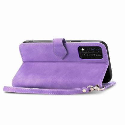 For T-Mobile REVVL V+ 5G Embossed Flower Zipper Leather Phone Case(Purple) - More Brand by PMC Jewellery | Online Shopping South Africa | PMC Jewellery