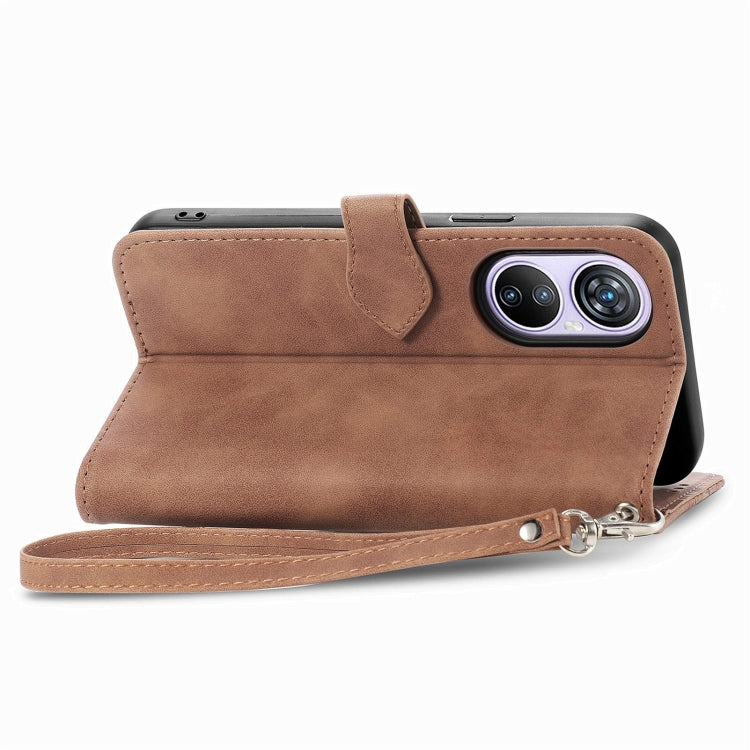 For Blackview A200 Pro Embossed Flower Zipper Leather Phone Case(Brown) - More Brand by PMC TechLife | Online Shopping South Africa | PMC TechLife | Buy Now Pay Later Mobicred