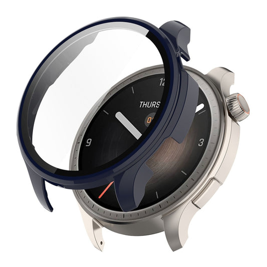 For Amazfit Balance A2286 ENKAY Hat-Prince Full Coverage Tempered Glass Film Integrated PC Watch Case(Dark Blue) - Watch Cases by ENKAY | Online Shopping South Africa | PMC Jewellery | Buy Now Pay Later Mobicred