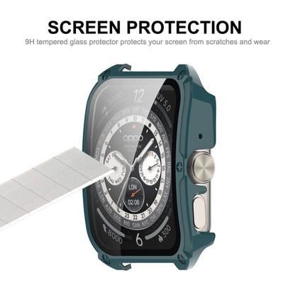 For OPPO Watch 4 Pro ENKAY Hat-Prince Full Coverage PC + Tempered Glass Film Integrated Watch Case(Dark Green) - Watch Case by ENKAY | Online Shopping South Africa | PMC Jewellery | Buy Now Pay Later Mobicred