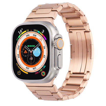 For Apple Watch SE 2023 40mm Stainless Steel H-Shaped Fold Buckle Watch Band(Rose Gold) - Watch Bands by PMC Jewellery | Online Shopping South Africa | PMC Jewellery