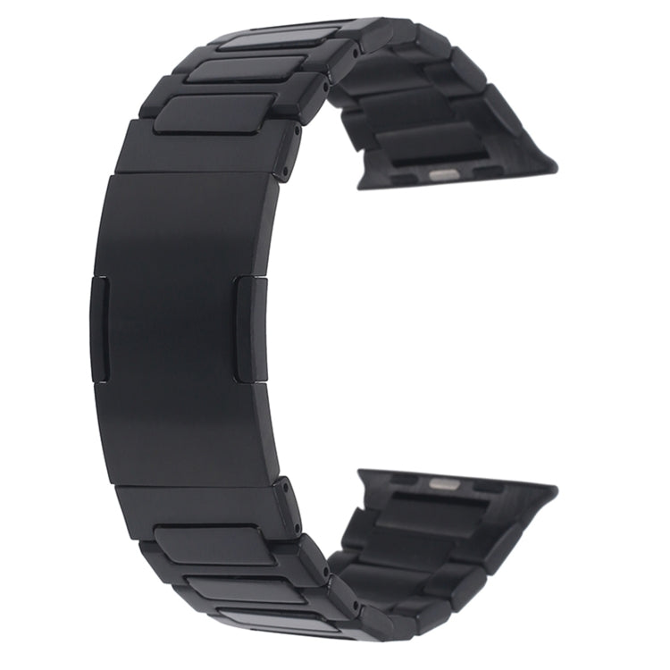 For Apple Watch Series 9 45mm Stainless Steel H-Shaped Fold Buckle Watch Band(Black) - Watch Bands by PMC Jewellery | Online Shopping South Africa | PMC Jewellery