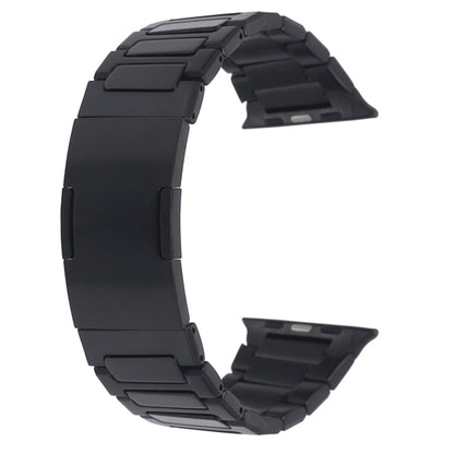 For Apple Watch Series 7 41mm Stainless Steel H-Shaped Fold Buckle Watch Band(Black) - Watch Bands by PMC Jewellery | Online Shopping South Africa | PMC Jewellery