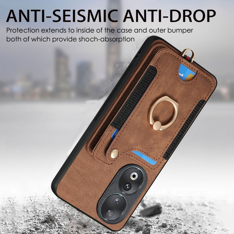 For Honor 90 Retro Skin-feel Ring Multi-card RFID Wallet Phone Case(Brown) - Honor Cases by PMC Jewellery | Online Shopping South Africa | PMC Jewellery