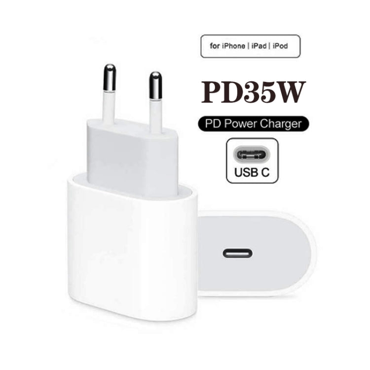 PD35W USB-C / Type-C Port Charger with 1m Type-C to Type-C Data Cable, EU Plug - USB Charger by PMC Jewellery | Online Shopping South Africa | PMC Jewellery