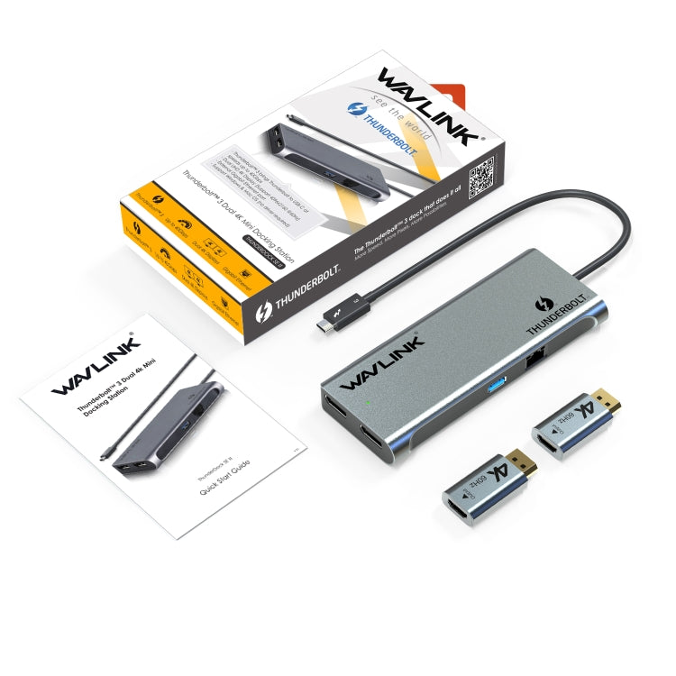 WAVLINK WL-UTD05H Thunderbolt 3 Dual 4K Mini Docking Station Converter With 2 DP to HD Adapters - free shipping - PMC Jewellery - Order now!