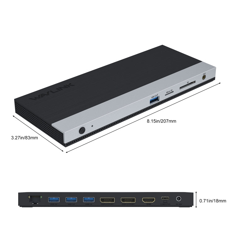WAVLINK WL-UMD01 USB3.0 Splitter Docking Station Gigabit Ethernet / DP / HD Cable Converter(AU Plug) - free shipping - PMC Jewellery - Order now!