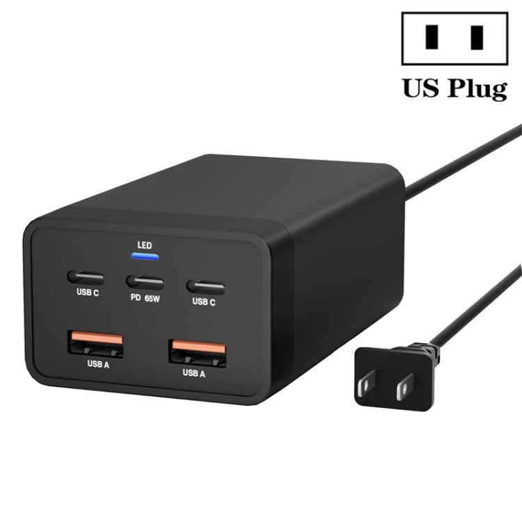 GAN 125W PD65W Dual Type-C + QC3.0 USB Multi Compatible Notebook Adapter US Plug - Cable & Adapter by PMC Jewellery | Online Shopping South Africa | PMC Jewellery | Buy Now Pay Later Mobicred
