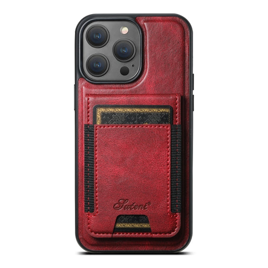 For iPhone 12 Pro Suteni H17 Oil Eax Leather MagSafe Detachable Wallet Phone Case(Red) - iPhone 12 / 12 Pro Cases by Suteni | Online Shopping South Africa | PMC Jewellery | Buy Now Pay Later Mobicred