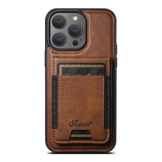 For iPhone 13 Pro Max Suteni H17 Oil Eax Leather MagSafe Detachable Wallet Phone Case(Brown) - iPhone 13 Pro Max Cases by Suteni | Online Shopping South Africa | PMC Jewellery | Buy Now Pay Later Mobicred