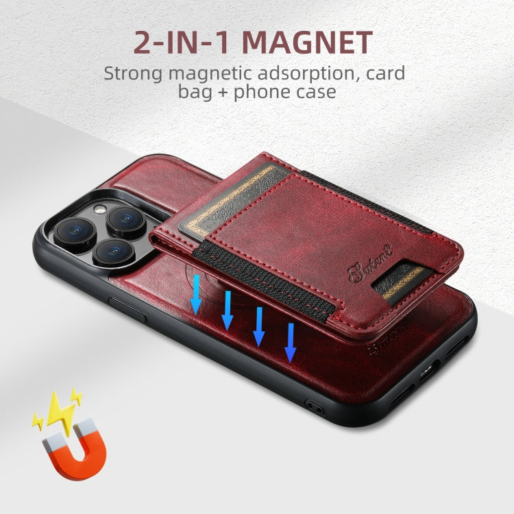 For iPhone 16 Pro Suteni H17 Oil Eax Leather MagSafe Detachable Wallet Phone Case(Red) - iPhone 16 Pro Cases by Suteni | Online Shopping South Africa | PMC Jewellery | Buy Now Pay Later Mobicred