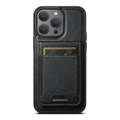 For iPhone 16 Pro Max Suteni H17 Oil Eax Leather MagSafe Detachable Wallet Phone Case(Black) - iPhone 16 Pro Max Cases by Suteni | Online Shopping South Africa | PMC Jewellery | Buy Now Pay Later Mobicred