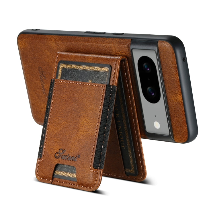 For Google Pixel 8 Suteni H17 Oil Eax Leather Detachable Wallet Phone Case(Brown) - Google Cases by Suteni | Online Shopping South Africa | PMC Jewellery | Buy Now Pay Later Mobicred