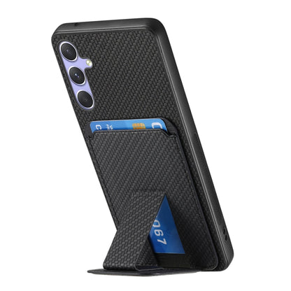 For Samsung Galaxy S25 Ultra 5G Carbon Fiber Card Bag Fold Stand Phone Case(Black) - Galaxy S25 Ultra 5G Cases by PMC Jewellery | Online Shopping South Africa | PMC Jewellery | Buy Now Pay Later Mobicred