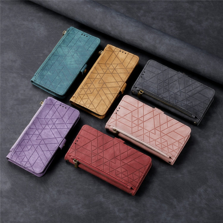 For Google Pixel 9 Geometric Zipper Wallet Side Buckle Leather Phone Case(Red) - Google Cases by PMC TechLife | Online Shopping South Africa | PMC TechLife | Buy Now Pay Later Mobicred