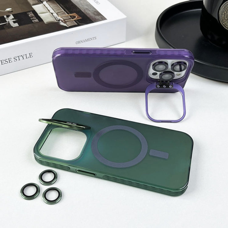 For iPhone 14 Pro MagSafe Lens Holder PC Hybrid TPU Phone Case(Green) - iPhone 14 Pro Cases by PMC Jewellery | Online Shopping South Africa | PMC Jewellery