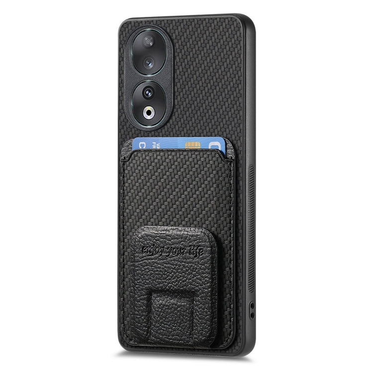 For Honor X7 Carbon Fiber Card Bag Fold Stand Phone Case(Black) - Honor Cases by PMC Jewellery | Online Shopping South Africa | PMC Jewellery