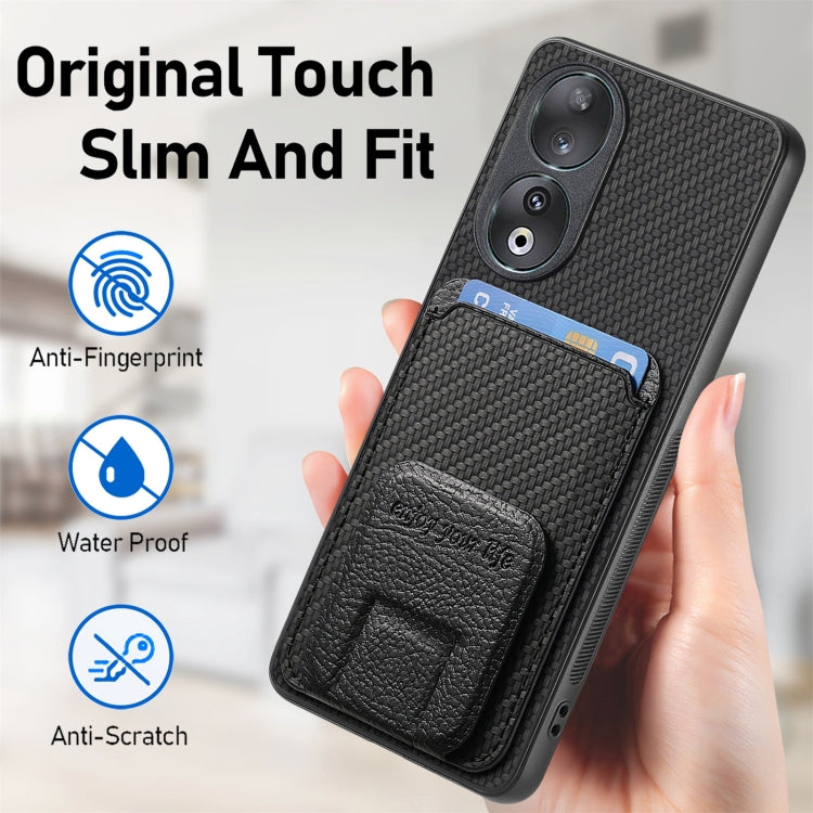 For Honor X7 Carbon Fiber Card Bag Fold Stand Phone Case(Black) - Honor Cases by PMC Jewellery | Online Shopping South Africa | PMC Jewellery