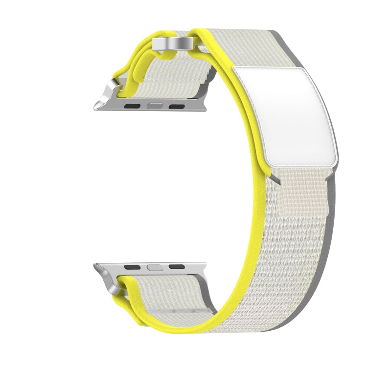 For Apple Watch Ultra 2 49mm Double Hook and Loop Faster Nylon Watch Band(Yellow + Beige) - Watch Bands by PMC Jewellery | Online Shopping South Africa | PMC Jewellery