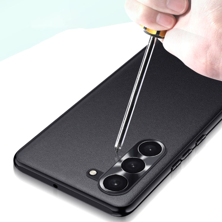 For Samsung Galaxy S24 Ultra 5G Plain-leather All-inclusive Shockproof Phone Case(Black) - Galaxy S24 5G Cases by PMC TechLife | Online Shopping South Africa | PMC TechLife