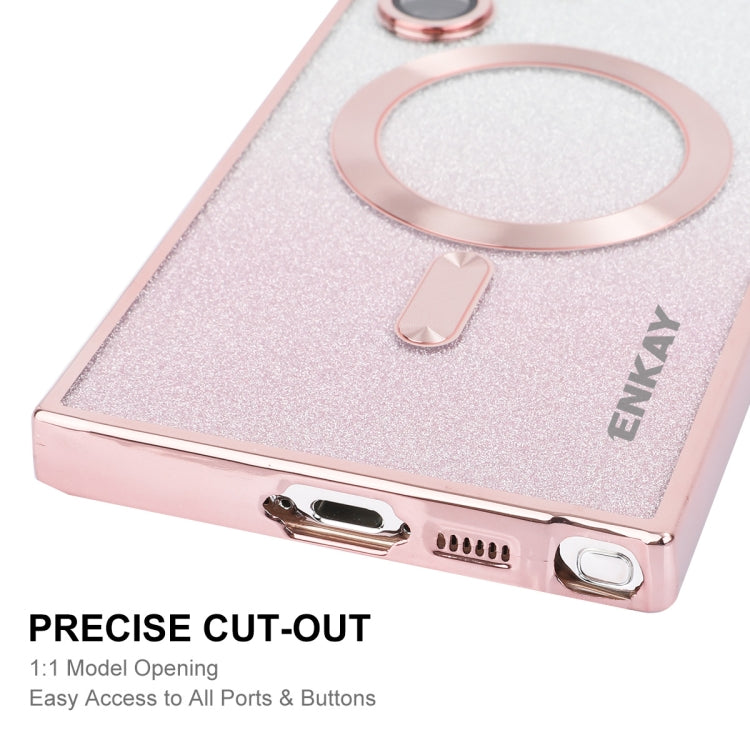 For Samsung Galaxy S25 Ultra 5G ENKAY Hat-Prince Magnetic Glitter Plated TPU Phone Case with Lens Film(Pink) - Galaxy S25 Ultra 5G Cases by ENKAY | Online Shopping South Africa | PMC Jewellery | Buy Now Pay Later Mobicred