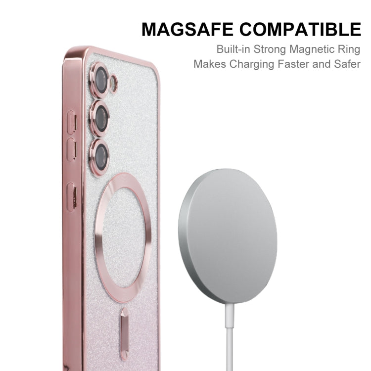 For Samsung Galaxy S25+ 5G ENKAY Hat-Prince Magnetic Glitter Plated TPU Phone Case with Lens Film(Pink) - Galaxy S25+ 5G Cases by ENKAY | Online Shopping South Africa | PMC Jewellery | Buy Now Pay Later Mobicred