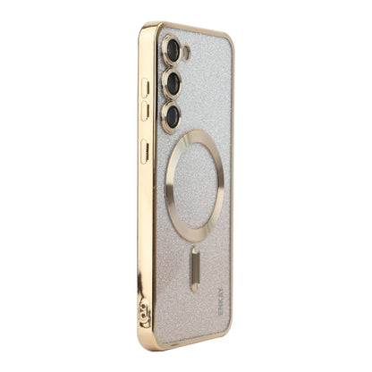 For Samsung Galaxy S25+ 5G ENKAY Hat-Prince Magnetic Glitter Plated TPU Phone Case with Lens Film(Golden) - Galaxy S25+ 5G Cases by ENKAY | Online Shopping South Africa | PMC Jewellery | Buy Now Pay Later Mobicred