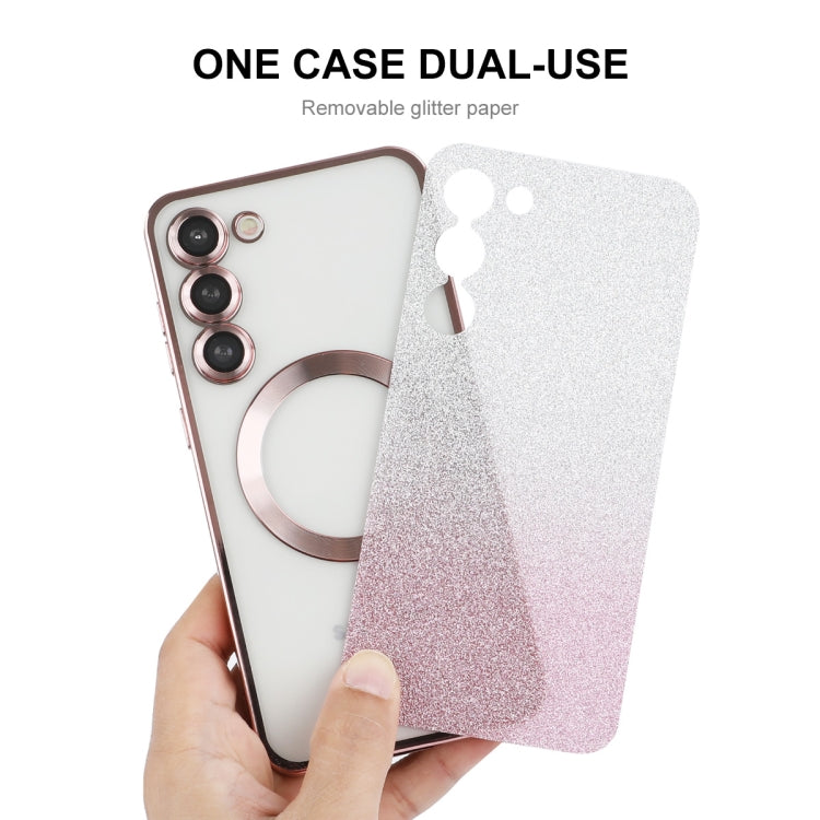 For Samsung Galaxy S25+ 5G ENKAY Hat-Prince Magnetic Glitter Plated TPU Phone Case with Lens Film(Silver) - Galaxy S25+ 5G Cases by ENKAY | Online Shopping South Africa | PMC Jewellery | Buy Now Pay Later Mobicred